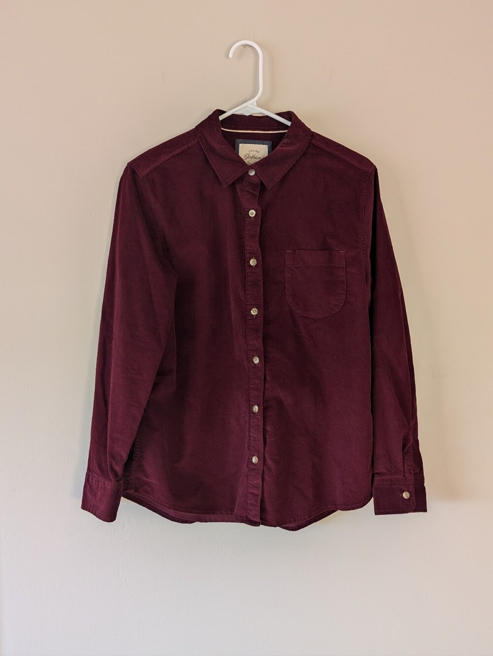 Jacks Girlfriend Women's Burgundy Button Up Long Sleeve Blouse Size Medium